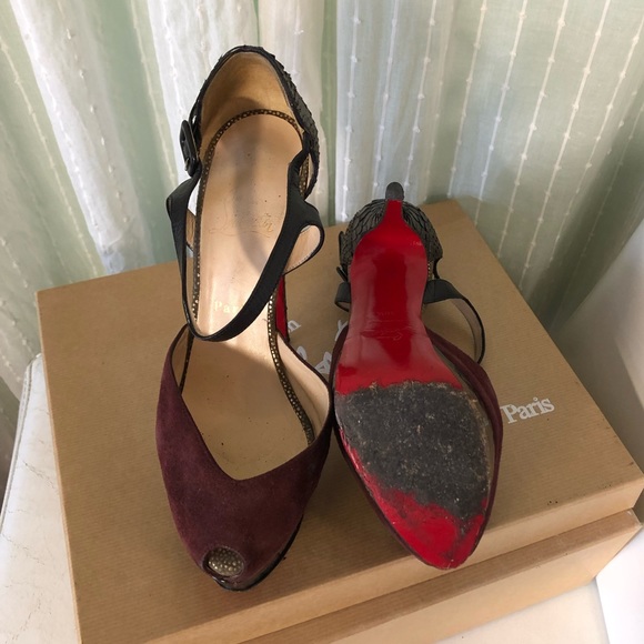 Rare Louboutin Suede & Python Mary Jane - Picture 6 of 14